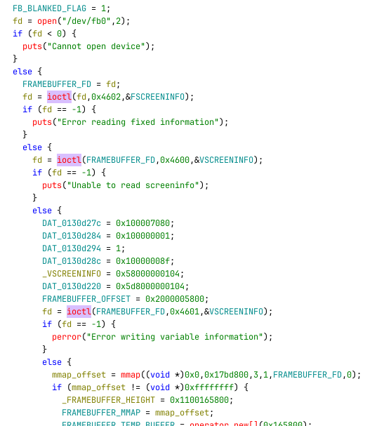 xochitl in Ghidra with the ioctl function highlighted